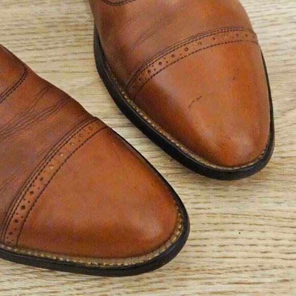 Stacy Adams Madison Oak Brown Leather Dress Shoes Oxford Cap Toe Mens Size 9.5 D - Picture 4 of 10